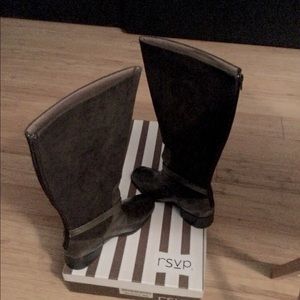 WIDE Calf, RSVP, Rangier, Brown Antique/Brown, 17” Suede & leather boots